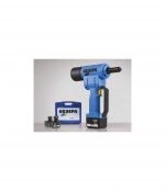 NITOWNICA AKUMULATOROWA ACCUBIRD marki GESIPA w zestawie z akumulatorem, ładowarką oraz walizką transportową, gotowa do profesjonalnego nitowania.